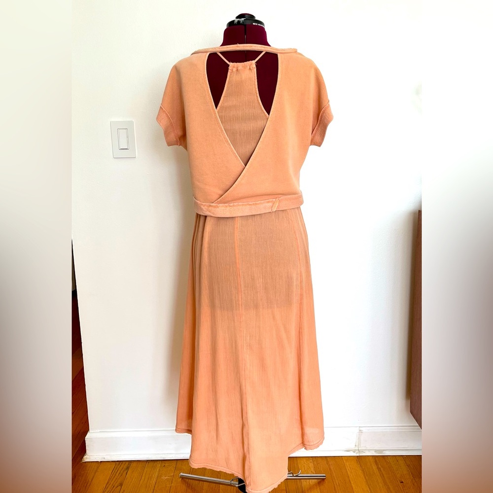 NWOT Anthropologie Daily Practice Soft Pink/Peach Sheer Summer Dress Size 6